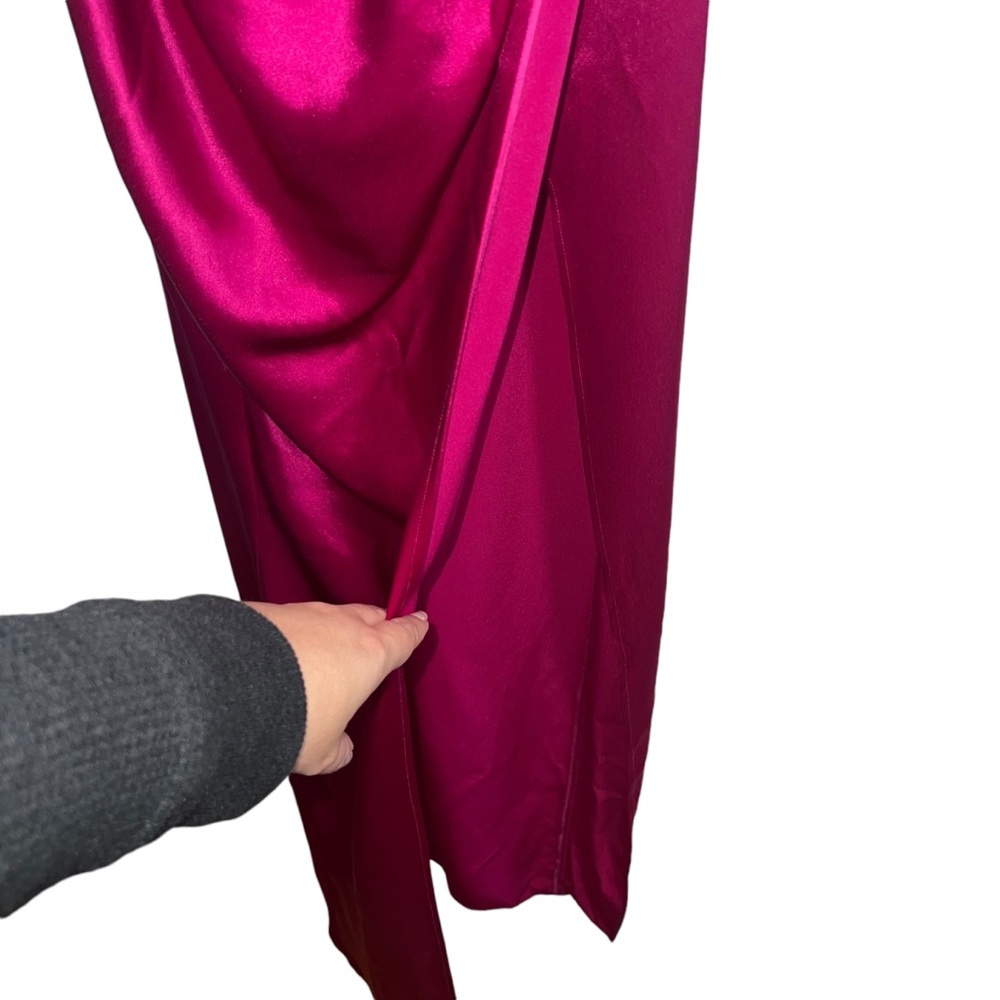 Sau Lee Preston One Shoulder Maxi Gown In Raspberry - Picture 5 of 10